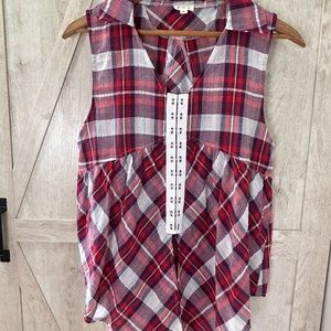 POL Plaid Tank Top – Size S 🏕️❤️